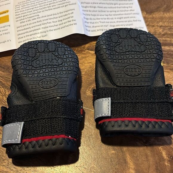 QUMY Dog Boots & Paw Protectors for Snow, Hot Pavement, Rain, Anti Slip, Red - Picture 9 of 9